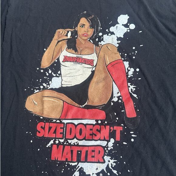 Dwarfinators Extreme Dwarf Wrestling Black Graphic Tee “Size Doesn’t Matter” M - Picture 2 of 4